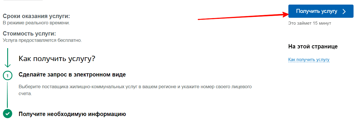 Посмотреть описание услуги и получить ее