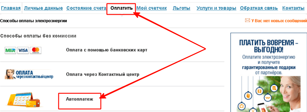 Настроить автоплатеж на сайте Мосэнергосбыт