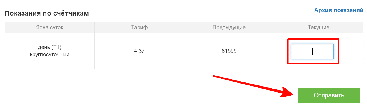 Указание цифр с оборудования 
